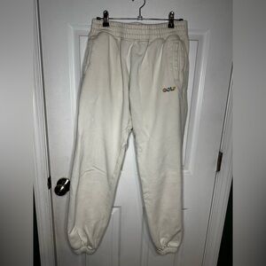 Men’s Cream GOLF Fleece Jogger Sweatpants Back Pocket Cuffed Ankle Size Medium